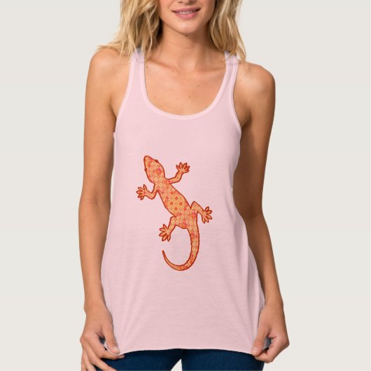 Tribale batik Gecko - koraal en licht sinaasappel Tanktop (Voorkant)