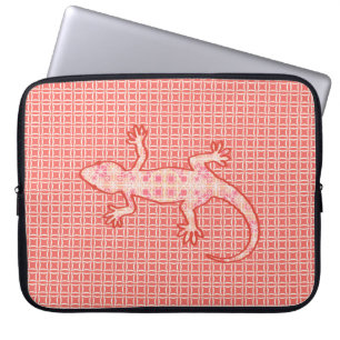 Tribale batik Gecko - koraalroze en room Laptop Sleeve
