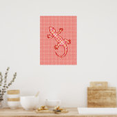 Tribale batik Gecko - koraalroze en room Poster (Keuken)