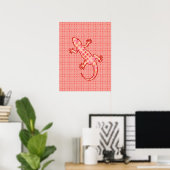 Tribale batik Gecko - koraalroze en room Poster (Thuiskantoor)