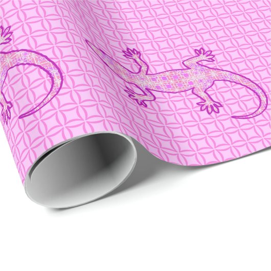 Tribale batik Gecko - orchid en shell roze Cadeaupapier (Rol Hoek)
