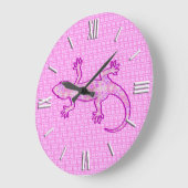 Tribale batik Gecko - orchid en shell roze Grote Klok (Hoek)