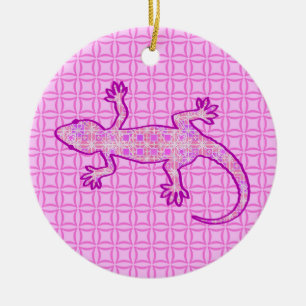 Tribale batik Gecko - orchid en shell roze Keramisch Ornament