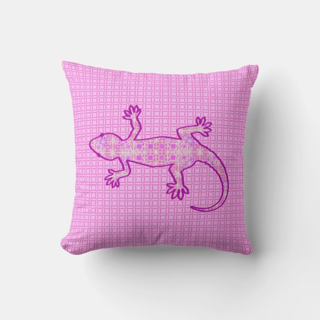 Tribale batik Gecko - orchid en shell roze Kussen (Voorkant)