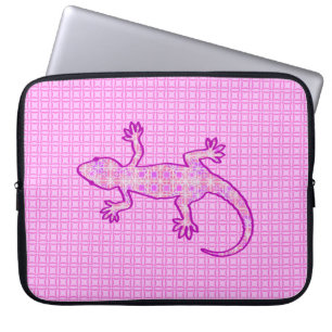 Tribale batik Gecko - orchid en shell roze Laptop Sleeve