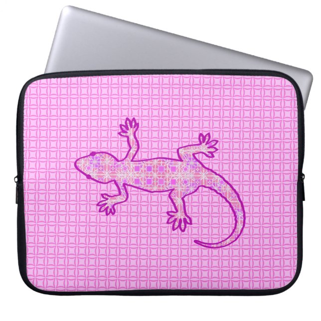 Tribale batik Gecko - orchid en shell roze Laptop Sleeve (Voorkant)
