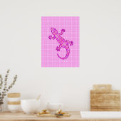 Tribale batik Gecko - orchid en shell roze Poster (Keuken)