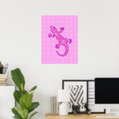 Tribale batik Gecko - orchid en shell roze Poster (Thuiskantoor)