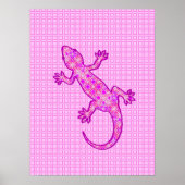 Tribale batik Gecko - orchid en shell roze Poster (Voorkant)