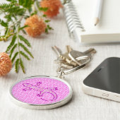 Tribale batik Gecko - orchid en shell roze Sleutelhanger (Zijkant)
