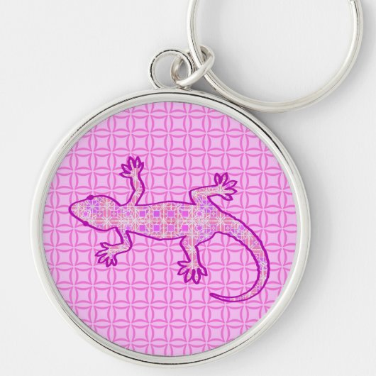 Tribale batik Gecko - orchid en shell roze Sleutelhanger (Voorkant)