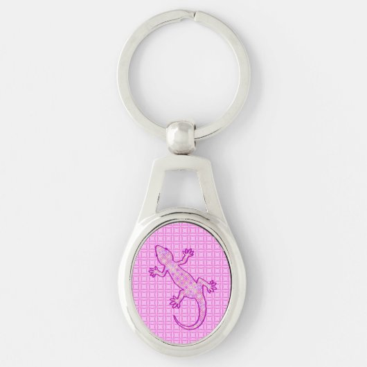 Tribale batik Gecko - orchid en shell roze Sleutelhanger (Voorkant)