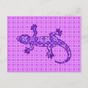Tribale batik Gecko - paars en amethist paars Briefkaart