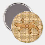Tribale batik Gecko - roest, ambergeel en geelbrui Magneet (Voorkant / Achterkant)