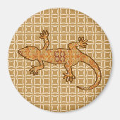 Tribale batik Gecko - roest, ambergeel en geelbrui Magneet (Voorkant)