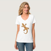 Tribale batik Gecko - roest, ambergeel en geelbrui T-shirt (Voorkant volledig)