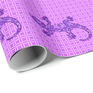 Tribale batik Gecko - violet en amethisch paars Cadeaupapier