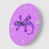 Tribale batik Gecko - violet en amethisch paars Grote Klok (Hoek)