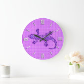 Tribale batik Gecko - violet en amethisch paars Grote Klok (Huis)