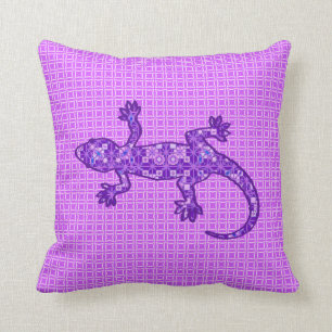 Tribale batik Gecko - violet en amethisch paars Kussen