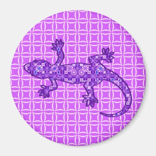 Tribale batik Gecko - violet en amethisch paars Magneet (Voorkant)