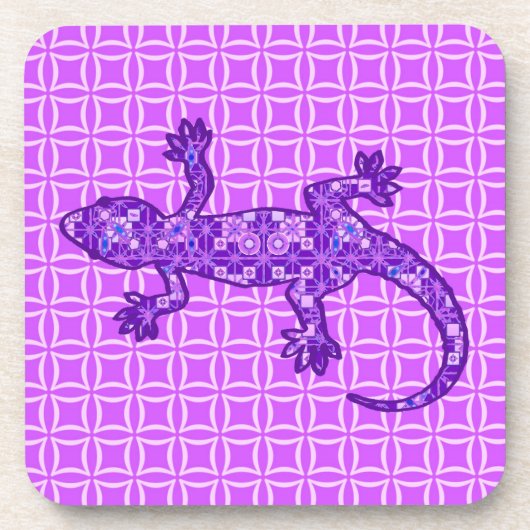 Tribale batik Gecko - violet en amethisch paars Onderzetter (Voorkant)