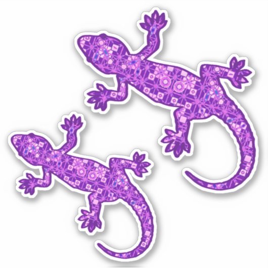 Tribale batik Gecko, Violet en Amethyst Paars Sticker (Voorkant)