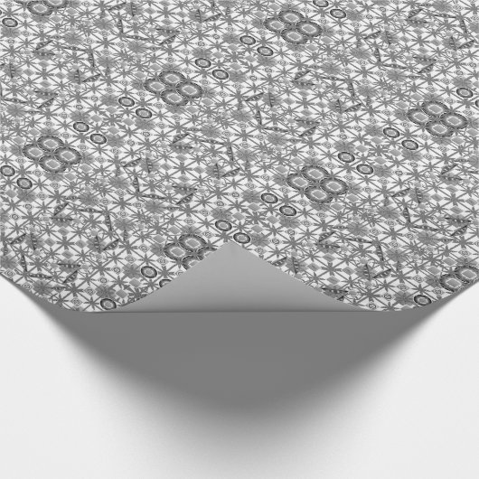Tribale batik - grijs/grijs, zwart/wit cadeaupapier (Hoek)