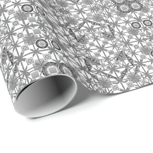 Tribale batik - grijs/grijs, zwart/wit cadeaupapier (Rol Hoek)