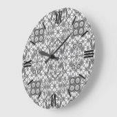 Tribale batik - grijs/grijs, zwart/wit grote klok (Hoek)