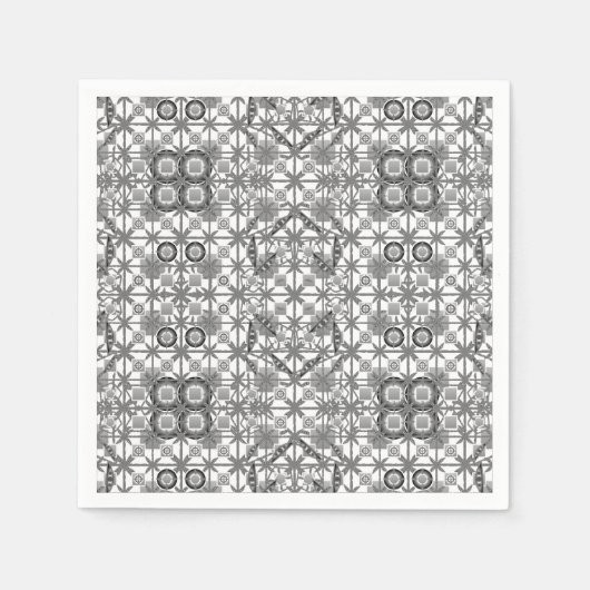 Tribale batik - grijs/grijs, zwart/wit servet (Voorkant)