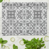 Tribale batik - grijs/grijs, zwart/wit theedoek (Gevouwen)