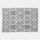 Tribale batik - grijs/grijs, zwart/wit theedoek (Horizontaal)