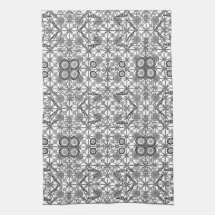 Tribale batik - grijs/grijs, zwart/wit theedoek
