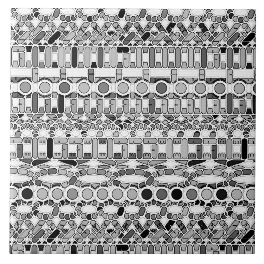 Tribale batik - grijze tinten tegeltje (Voorkant)