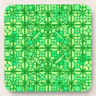 Tribale batik - groene tinten bier onderzetter