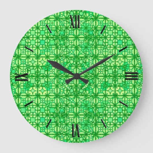 Tribale batik - groene tinten grote klok (Voorkant)