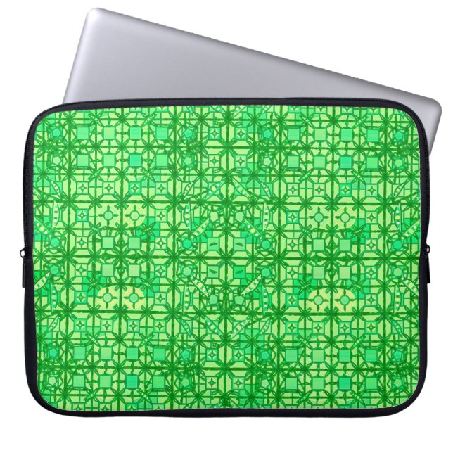 Tribale batik - groene tinten laptop sleeve (Voorkant)
