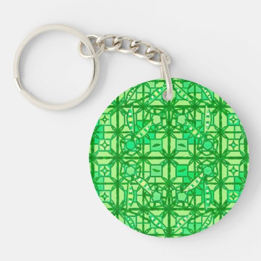 Tribale batik - groene tinten sleutelhanger (Voorkant)
