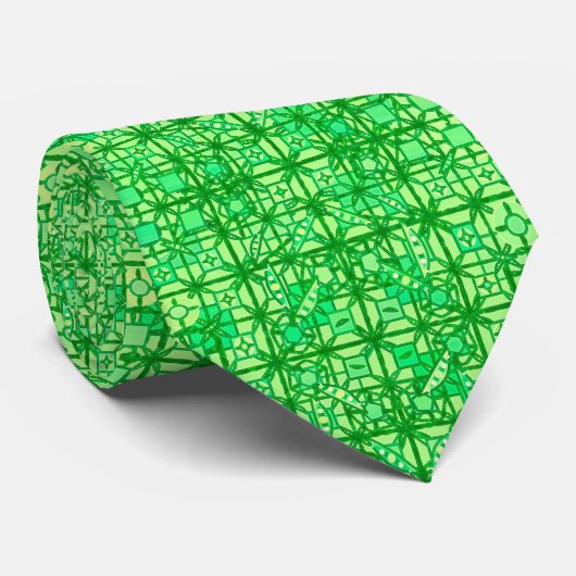 Tribale batik - groene tinten stropdas (Opgerold)