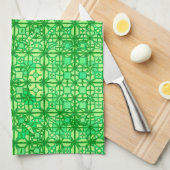 Tribale batik - groene tinten theedoek (Quarter Fold)