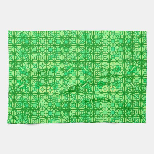 Tribale batik - groene tinten theedoek (Horizontaal)