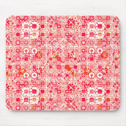 Tribale batik - koraalroze, koraal sinaasappel en  muismat (Voorkant)