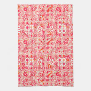 Tribale batik - koraalroze, koraal sinaasappel en  theedoek