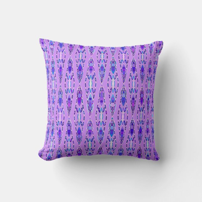 Tribale batik - Lavender, Blue en Violet Kussen (Voorkant)