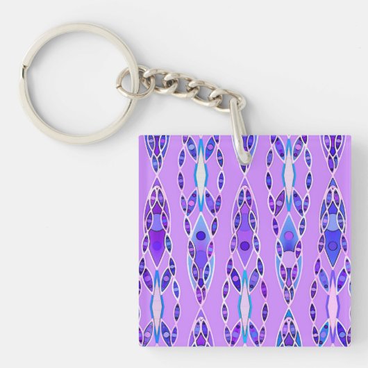 Tribale batik - Lavender, Blue en Violet Sleutelhanger (Voorkant)