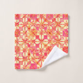Tribale batik - oranje, koraalroze en fuchsie bad handdoek (Wasdoekje)