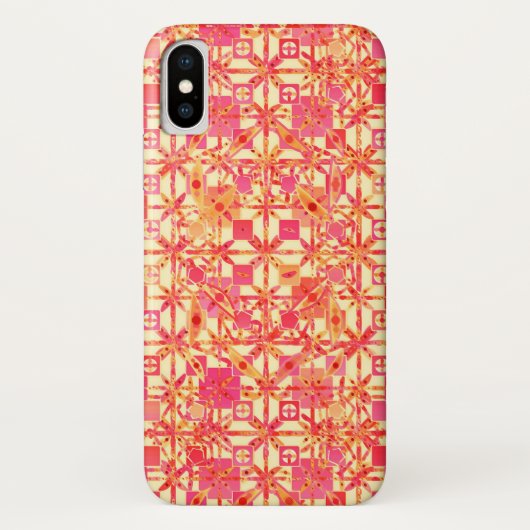 Tribale batik - oranje, koraalroze en fuchsie Case-Mate iPhone case (Achterkant)