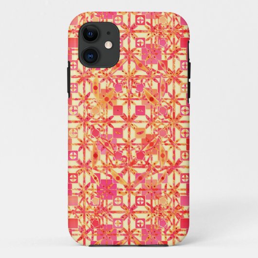 Tribale batik - oranje, koraalroze en fuchsie Case-Mate iPhone case (Achterkant)