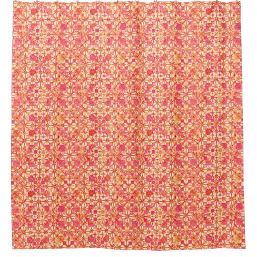 Tribale batik - oranje, koraalroze en fuchsie douchegordijn (Voorkant)